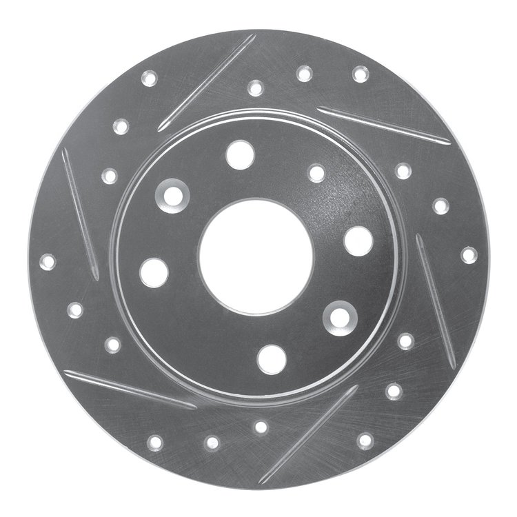 631-80023L Drilled/Slotted Brake Rotor [Silver], 1990-1993 Ford/Lincoln/Mercury/Mazda, Position: Rear Left