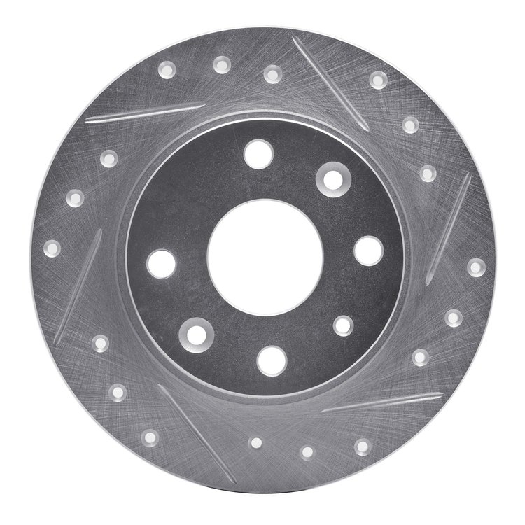 631-80023R Drilled/Slotted Brake Rotor [Silver], 1990-1993 Ford/Lincoln/Mercury/Mazda, Position: Rear Right