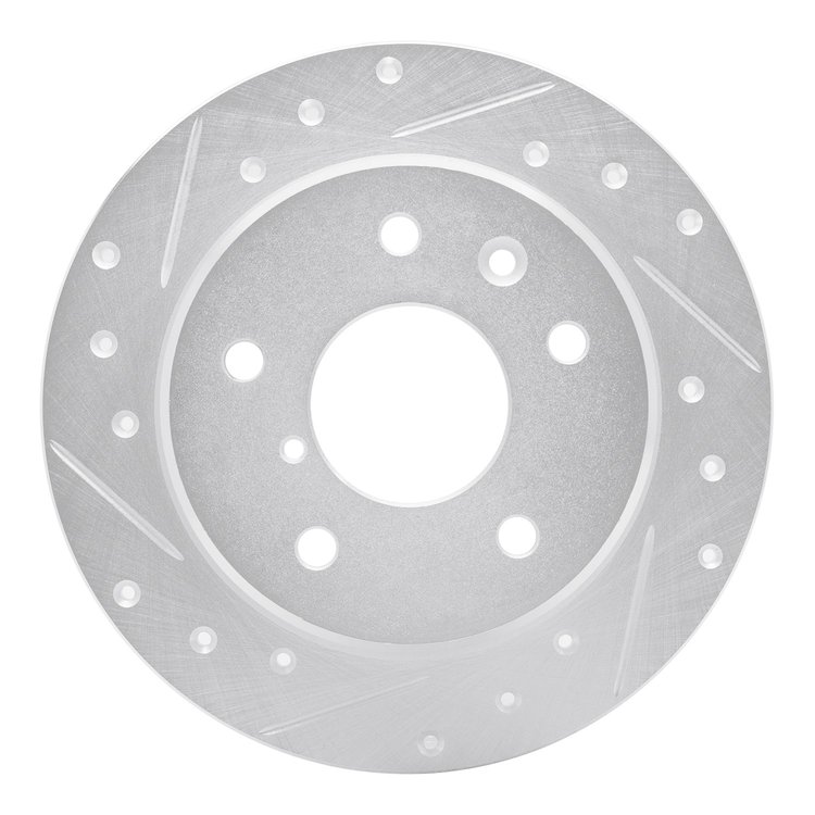 631-80024L Drilled/Slotted Brake Rotor [Silver], 1989-1991 Ford/Lincoln/Mercury/Mazda, Position: Rear Left