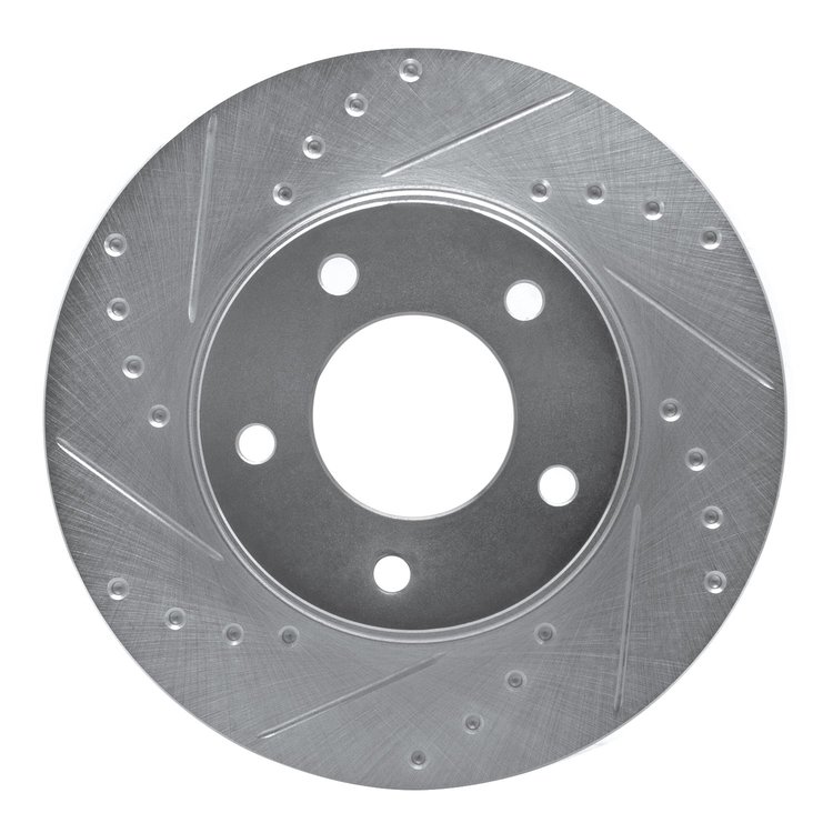 631-80027L Drilled/Slotted Brake Rotor [Silver], 1992-2003 Ford/Lincoln/Mercury/Mazda, Position: Front Left