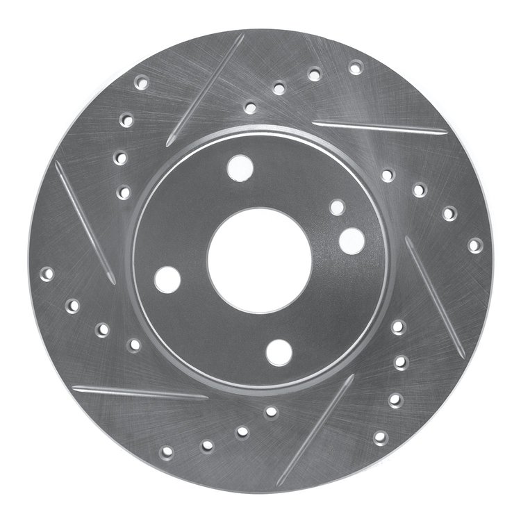 631-80030L Drilled/Slotted Brake Rotor [Silver], 1994-2002 Ford/Lincoln/Mercury/Mazda, Position: Front Left