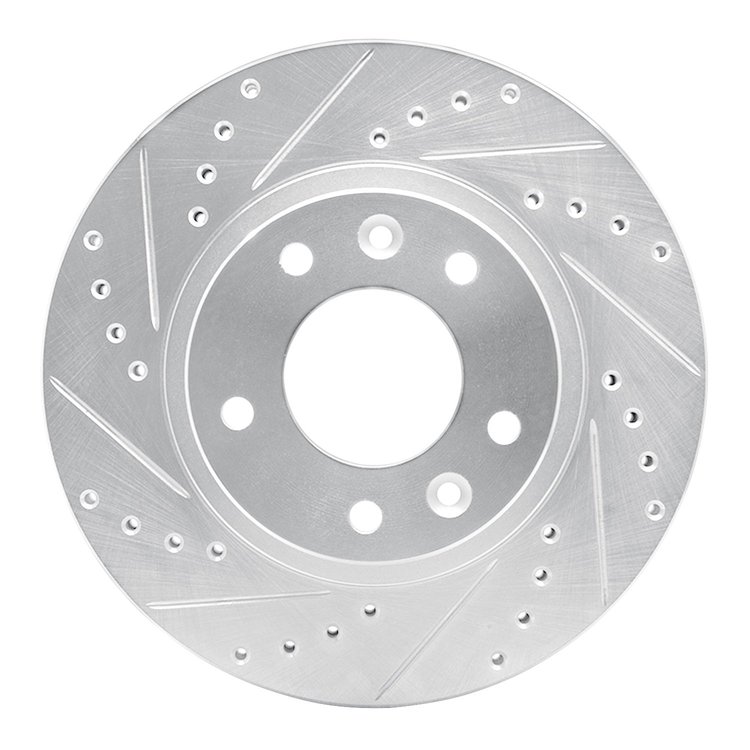 631-80031L Drilled/Slotted Brake Rotor [Silver], 1993-1995 Ford/Lincoln/Mercury/Mazda, Position: Front Left