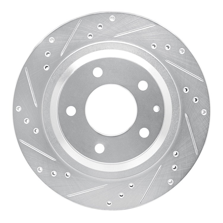 631-80032L Drilled/Slotted Brake Rotor [Silver], 1993-1995 Ford/Lincoln/Mercury/Mazda, Position: Rear Left