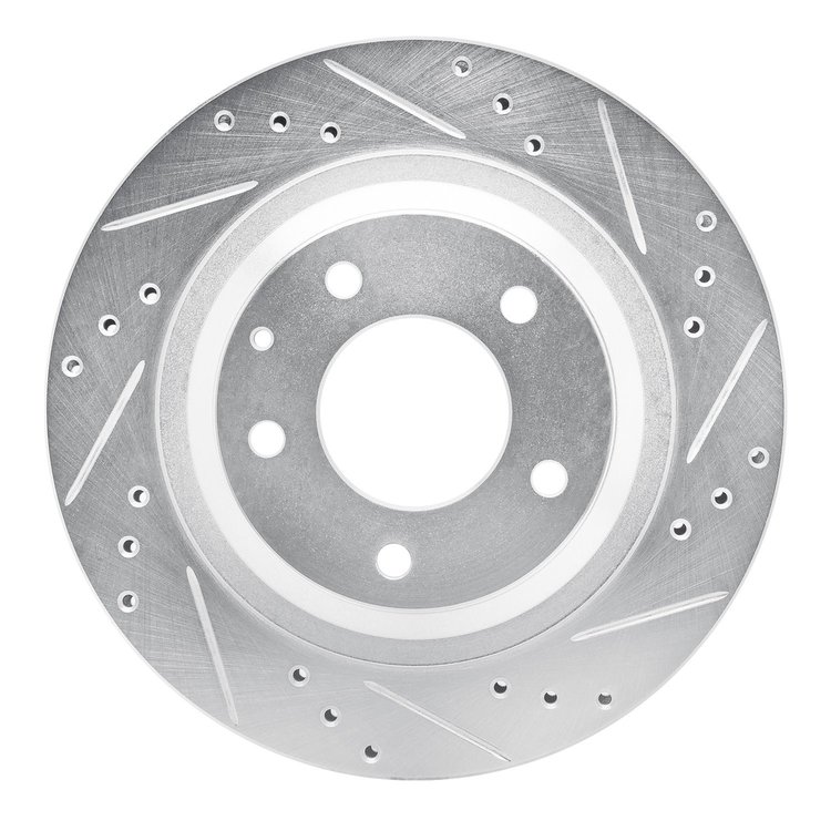 631-80032R Drilled/Slotted Brake Rotor [Silver], 1993-1995 Ford/Lincoln/Mercury/Mazda, Position: Rear Right