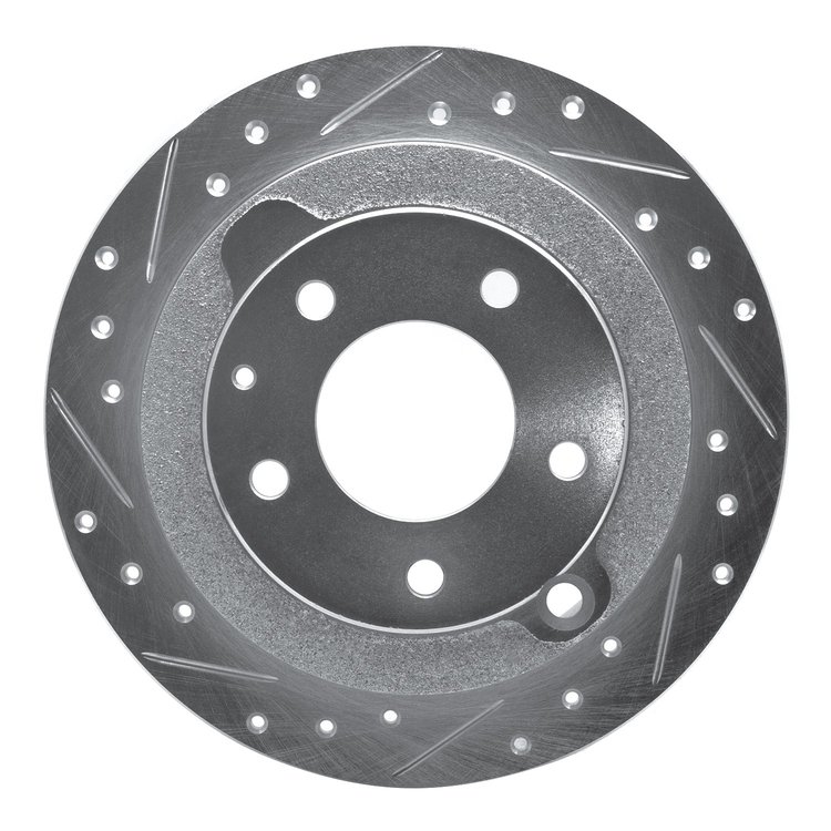 631-80033L Drilled/Slotted Brake Rotor [Silver], 1995-2002 Ford/Lincoln/Mercury/Mazda, Position: Rear Left