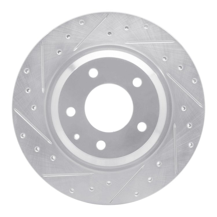 631-80044L Drilled/Slotted Brake Rotor [Silver], 2004-2011 Ford/Lincoln/Mercury/Mazda, Position: Rear Left