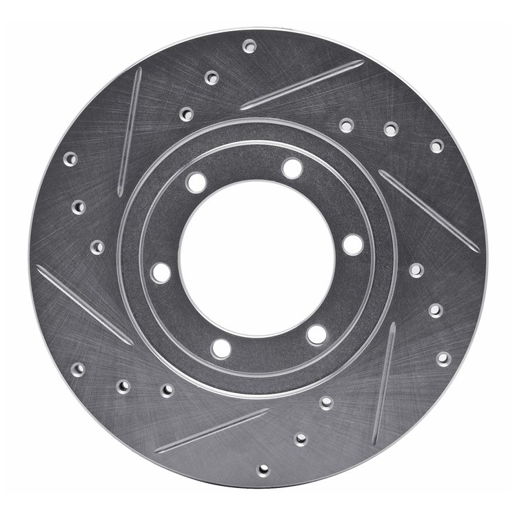 631-80056L Drilled/Slotted Brake Rotor [Silver], 1986-1993 Ford/Lincoln/Mercury/Mazda, Position: Front Left