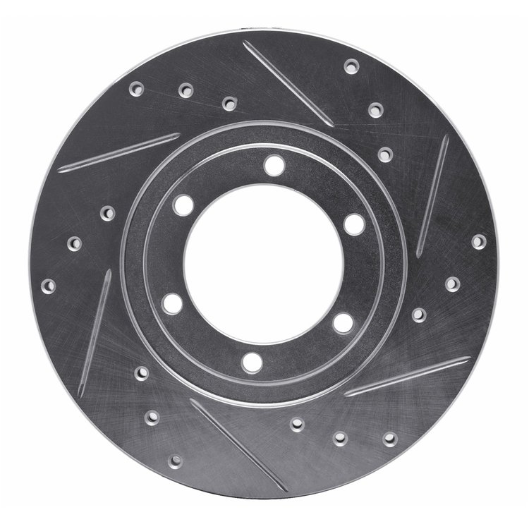 631-80056R Drilled/Slotted Brake Rotor [Silver], 1986-1993 Ford/Lincoln/Mercury/Mazda, Position: Front Right