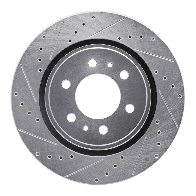 631-80057L Drilled/Slotted Brake Rotor [Silver], 1987-1993 Ford/Lincoln/Mercury/Mazda, Position: Front Left