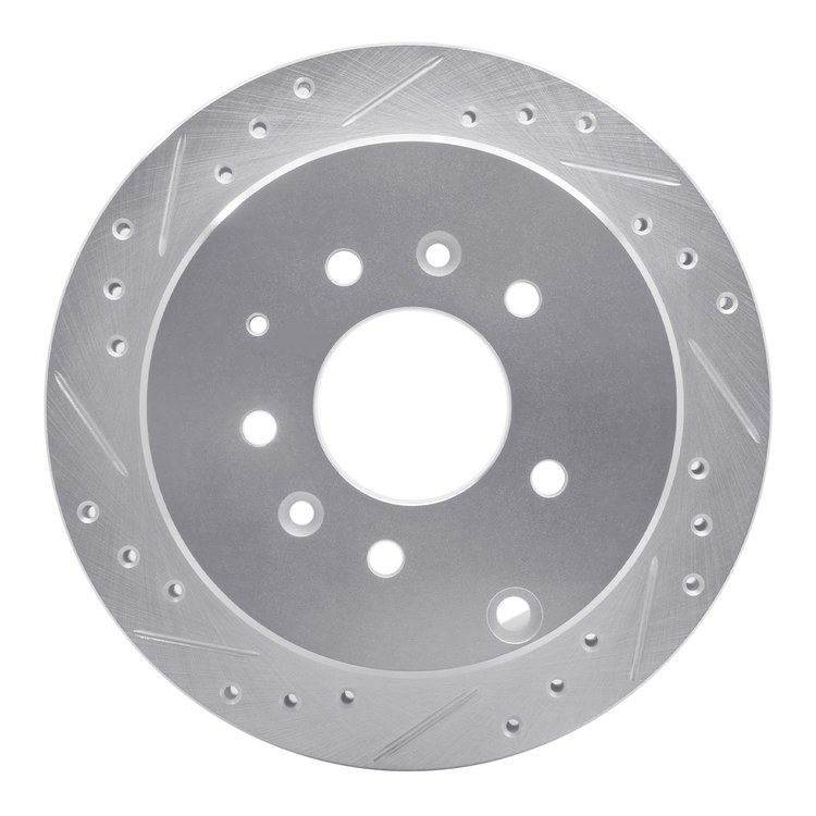 631-80061L Drilled/Slotted Brake Rotor [Silver], 1992-2006 Ford/Lincoln/Mercury/Mazda, Position: Rear Left