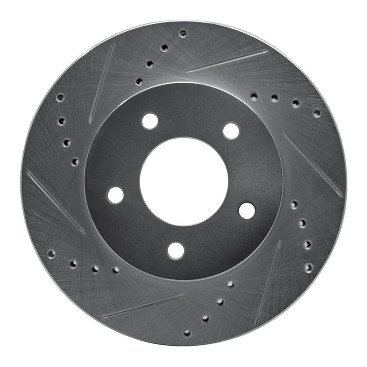 631-80063L Drilled/Slotted Brake Rotor [Silver], 1996-1998 Ford/Lincoln/Mercury/Mazda, Position: Front Left