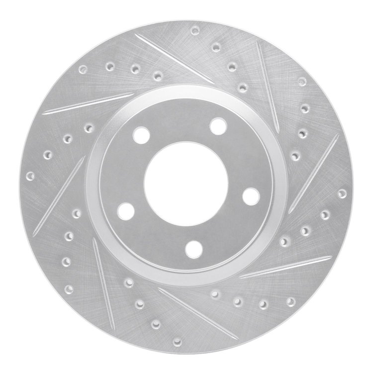 631-80065R Drilled/Slotted Brake Rotor [Silver], 2004-2015 Ford/Lincoln/Mercury/Mazda, Position: Front Right
