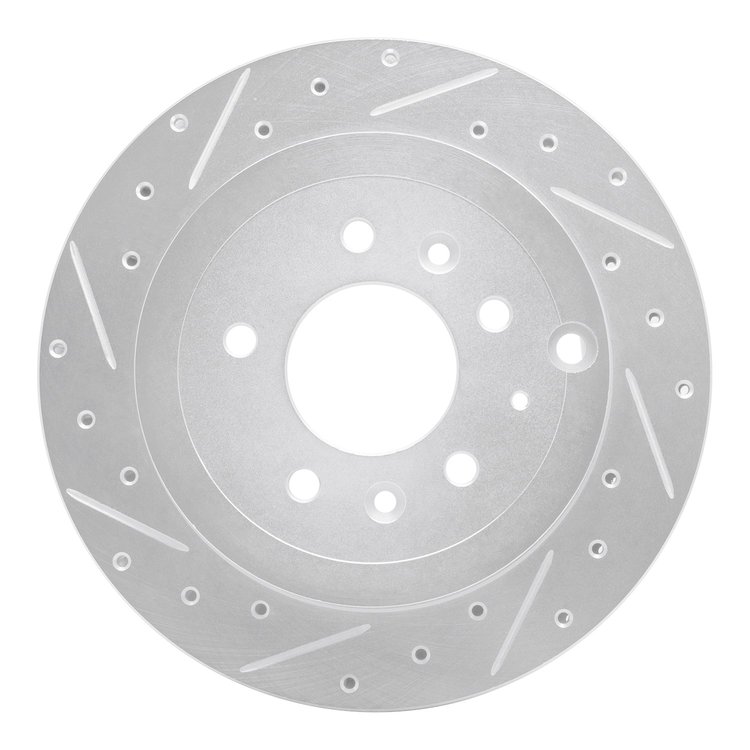 631-80067L Drilled/Slotted Brake Rotor [Silver], 2007-2012 Ford/Lincoln/Mercury/Mazda, Position: Rear Left
