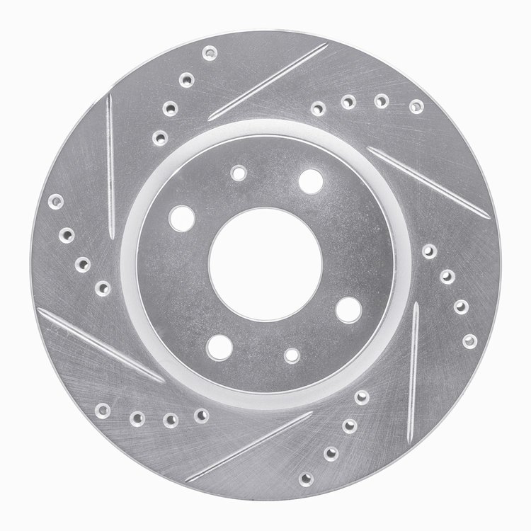 631-92004L Drilled/Slotted Brake Rotor [Silver], 1996-2004 Ford/Lincoln/Mercury/Mazda, Position: Front Left