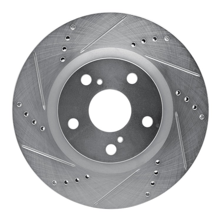 631-92024L Drilled/Slotted Brake Rotor [Silver], 2001-2007 Peugeot, Position: Front Left