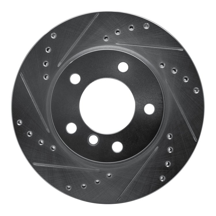 631-92046L Drilled/Slotted Brake Rotor [Silver], 2005-2007 BMW, Position: Front Left