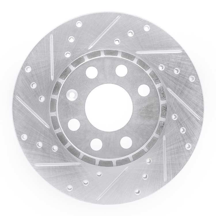 631-92048L Drilled/Slotted Brake Rotor [Silver], 2006-2010 Mopar, Position: Front Left