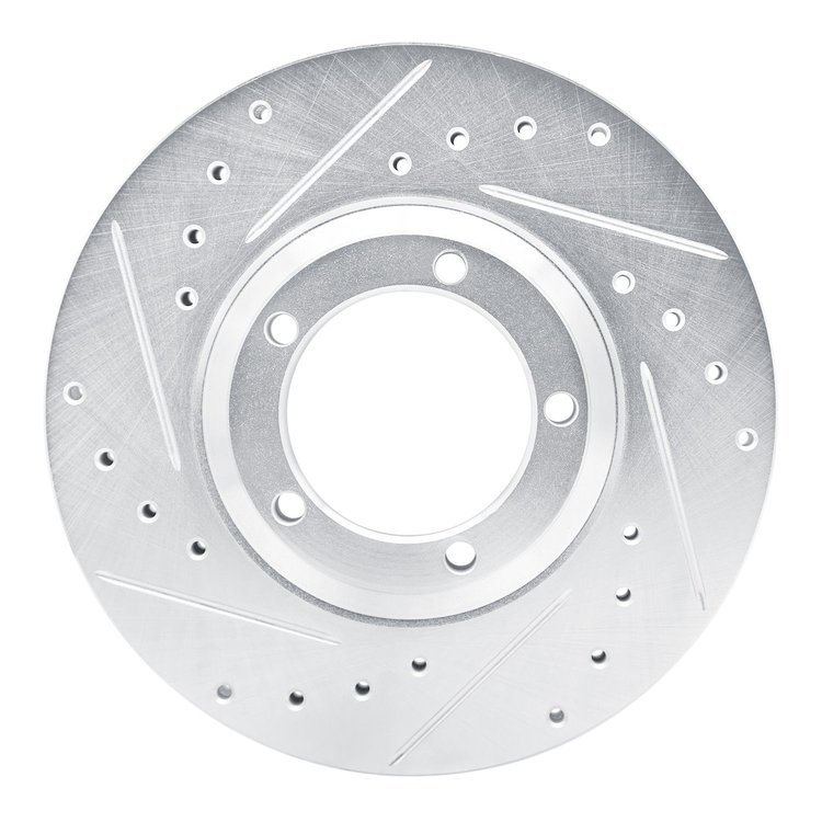 631-92051L Drilled/Slotted Brake Rotor [Silver], 2003-2005 Mopar, Position: Front Left