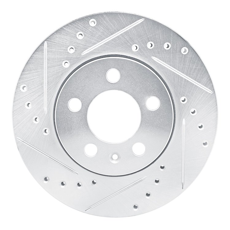 631-92058L Drilled/Slotted Brake Rotor [Silver], 2003-2018 Audi/Volkswagen, Position: Front Left