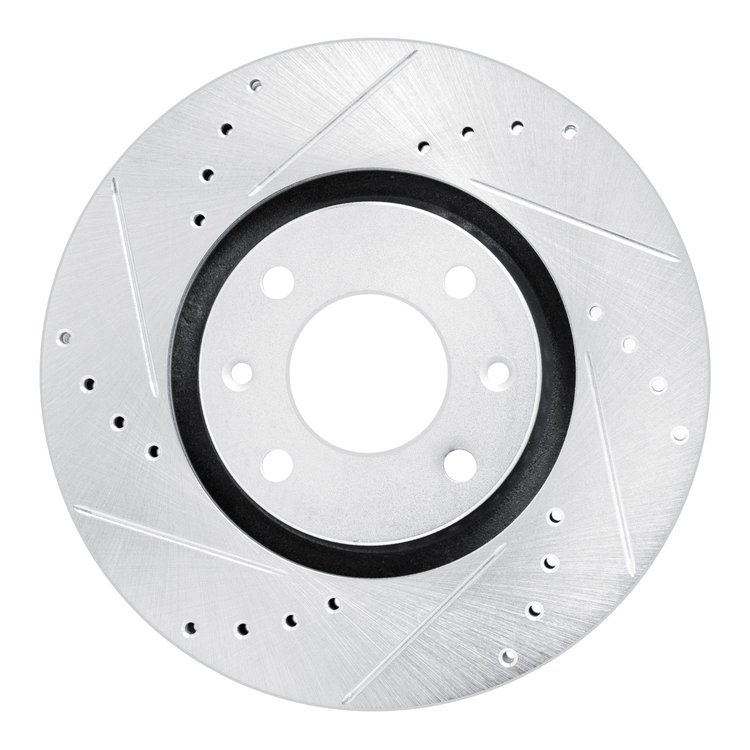631-92090L Drilled/Slotted Brake Rotor [Silver], 2003-2018 Peugeot, Position: Front Left