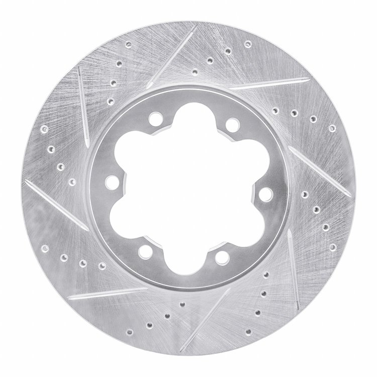 631-92092L Drilled/Slotted Brake Rotor [Silver], 2003-2006 Renault, Position: Front Left