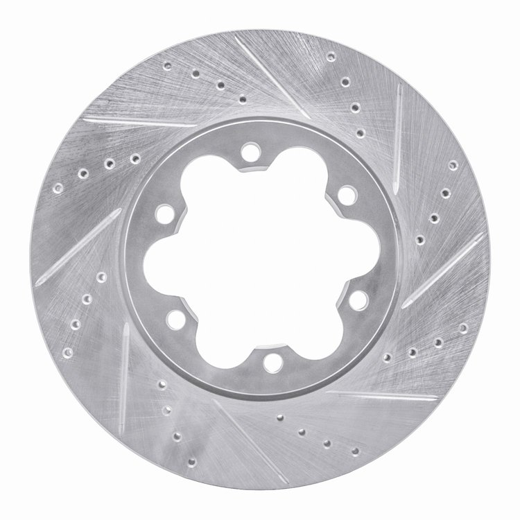 631-92092R Drilled/Slotted Brake Rotor [Silver], 2003-2006 Renault, Position: Front Right