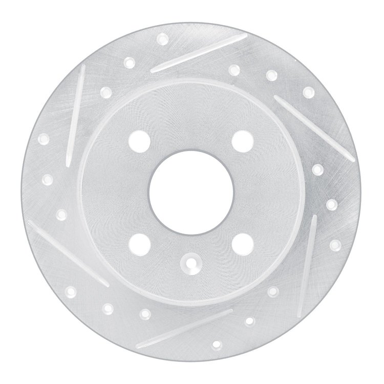 631-92096L Drilled/Slotted Brake Rotor [Silver], 2000-2005 GM, Position: Rear Left