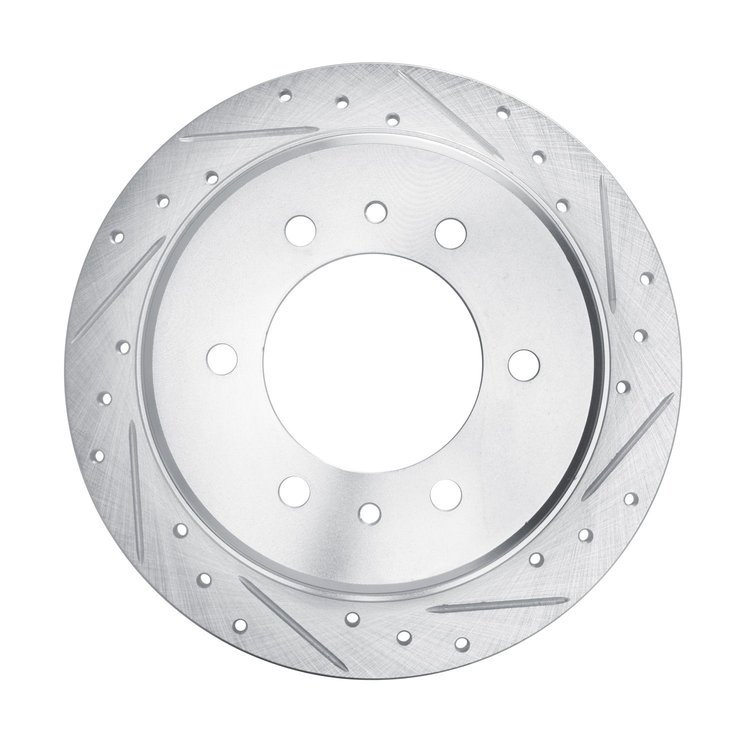 631-93001R Drilled/Slotted Brake Rotor [Silver], 2006-2010 GM, Position: Rear Right