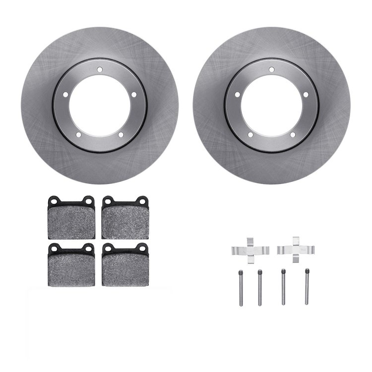 6312-02005 Brake Rotors with 3000-Series Ceramic Brake Pads Kit with Hardware, 1965-1973 Porsche, Position: Front