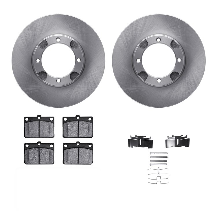 6312-03001 Brake Rotors with 3000-Series Ceramic Brake Pads Kit with Hardware, 1987-1987 Mitsubishi, Position: Front