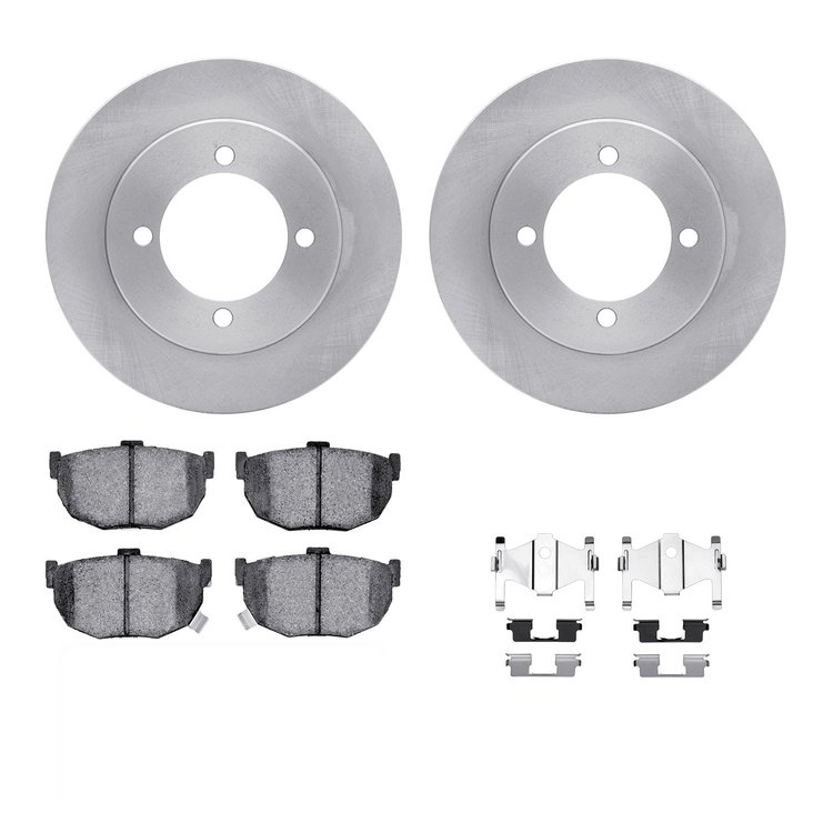 6312-03002 Brake Rotors with 3000-Series Ceramic Brake Pads Kit with Hardware, 1994-1996 Kia/Hyundai/Genesis, Position: Rear
