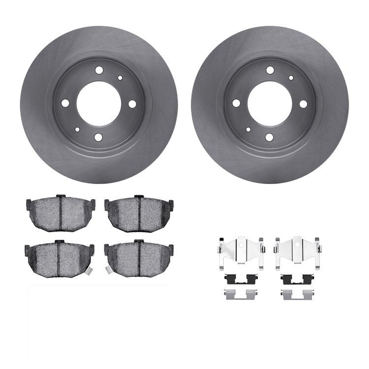 6312-03003 Brake Rotors with 3000-Series Ceramic Brake Pads Kit with Hardware, 1997-2006 Kia/Hyundai/Genesis, Position: Rear