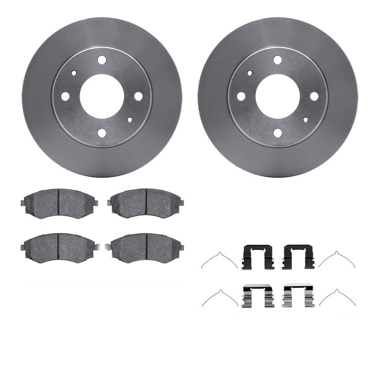 6312-03013 Brake Rotors with 3000-Series Ceramic Brake Pads Kit with Hardware, 1989-1998 Kia/Hyundai/Genesis, Position: Front