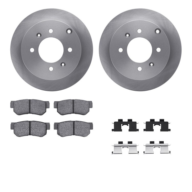 6312-03016 Brake Rotors with 3000-Series Ceramic Brake Pads Kit with Hardware, 1999-2006 Kia/Hyundai/Genesis, Position: Rear