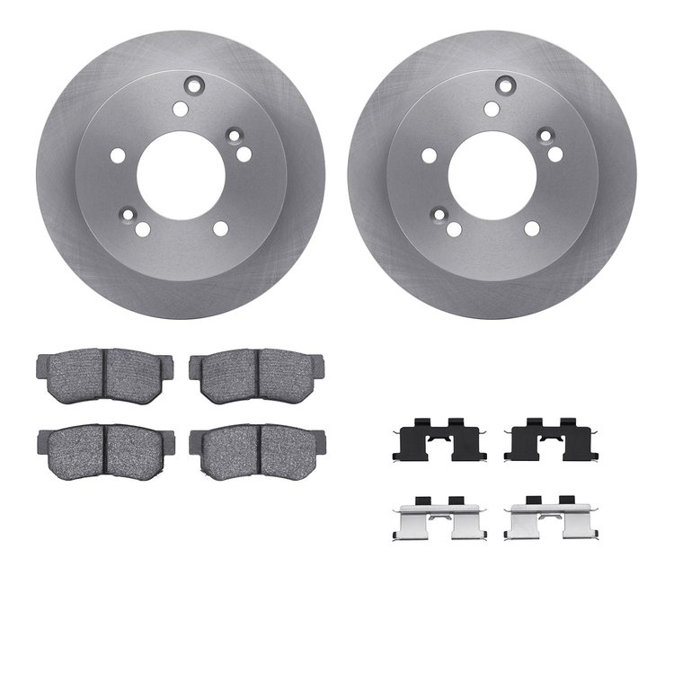 6312-03017 Brake Rotors with 3000-Series Ceramic Brake Pads Kit with Hardware, 2001-2010 Kia/Hyundai/Genesis, Position: Rear