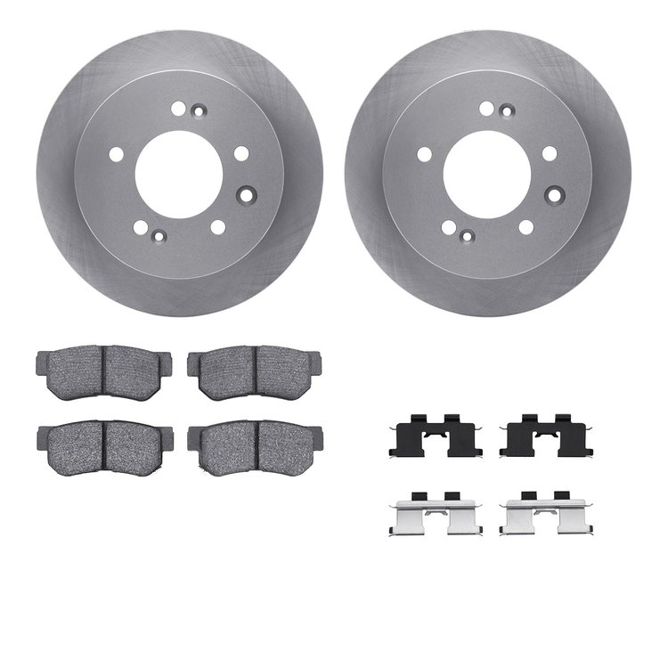 6312-03020 Brake Rotors with 3000-Series Ceramic Brake Pads Kit with Hardware, 2007-2009 Kia/Hyundai/Genesis, Position: Rear