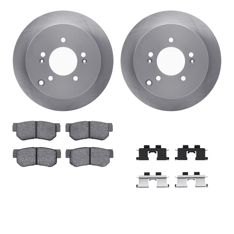 6312-03021 Brake Rotors with 3000-Series Ceramic Brake Pads Kit with Hardware, 2001-2010 Kia/Hyundai/Genesis, Position: Rear