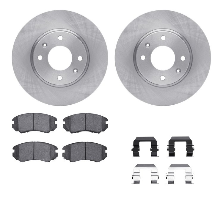 6312-03025 Brake Rotors with 3000-Series Ceramic Brake Pads Kit with Hardware, 2002-2006 Kia/Hyundai/Genesis, Position: Front