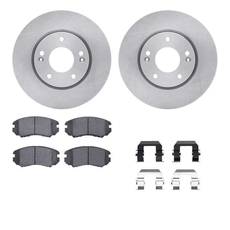 6312-03026 Brake Rotors with 3000-Series Ceramic Brake Pads Kit with Hardware, 2003-2013 Kia/Hyundai/Genesis, Position: Front