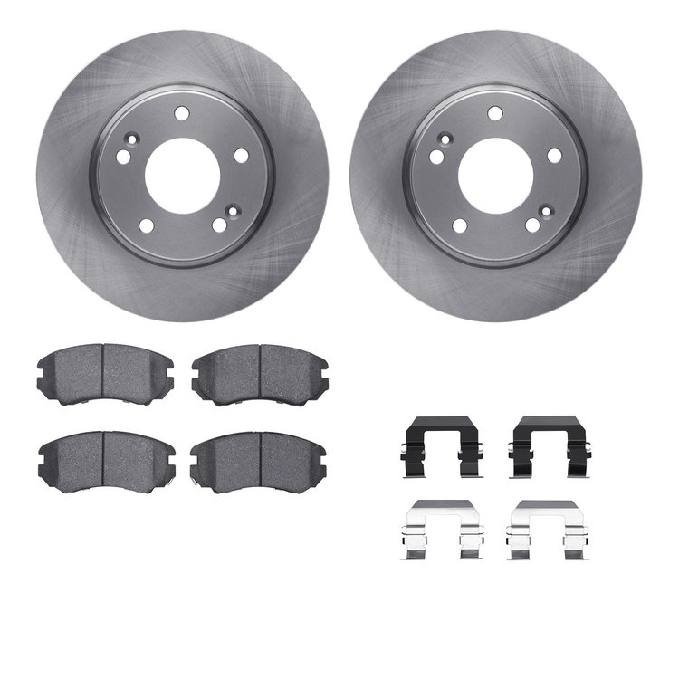 6312-03027 Brake Rotors with 3000-Series Ceramic Brake Pads Kit with Hardware, 2007-2010 Kia/Hyundai/Genesis, Position: Front