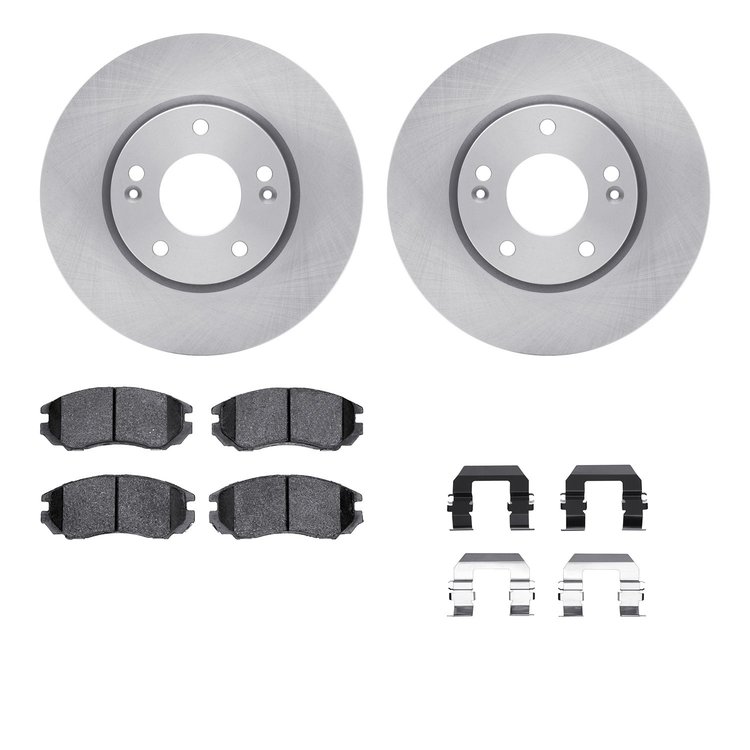 6312-03030 Brake Rotors with 3000-Series Ceramic Brake Pads Kit with Hardware, 2004-2006 Kia/Hyundai/Genesis, Position: Front