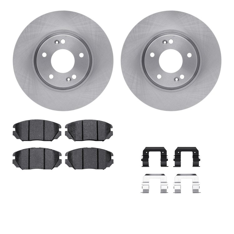 6312-03033 Brake Rotors with 3000-Series Ceramic Brake Pads Kit with Hardware, 2005-2010 Kia/Hyundai/Genesis, Position: Front