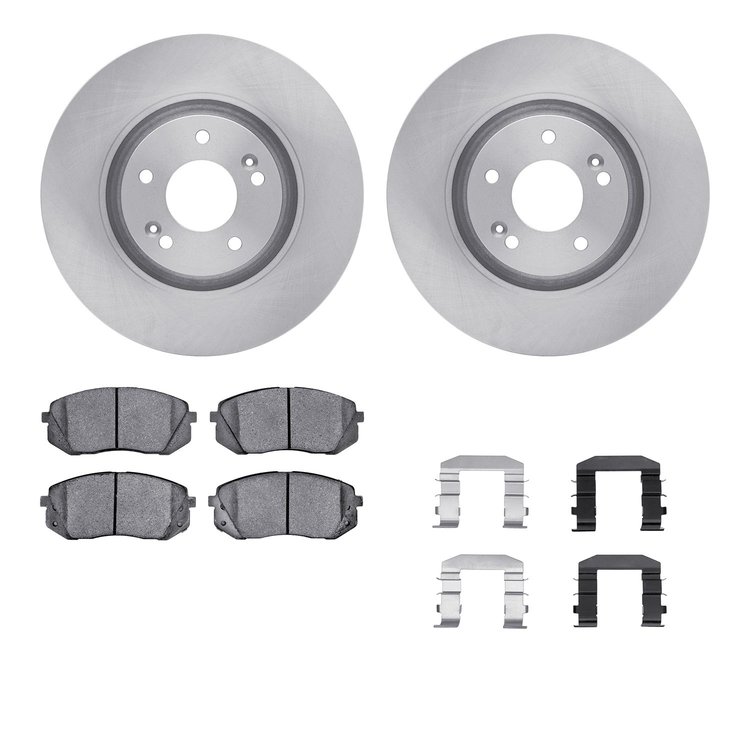 6312-03044 Brake Rotors with 3000-Series Ceramic Brake Pads Kit with Hardware, 2014-2017 Kia/Hyundai/Genesis, Position: Front