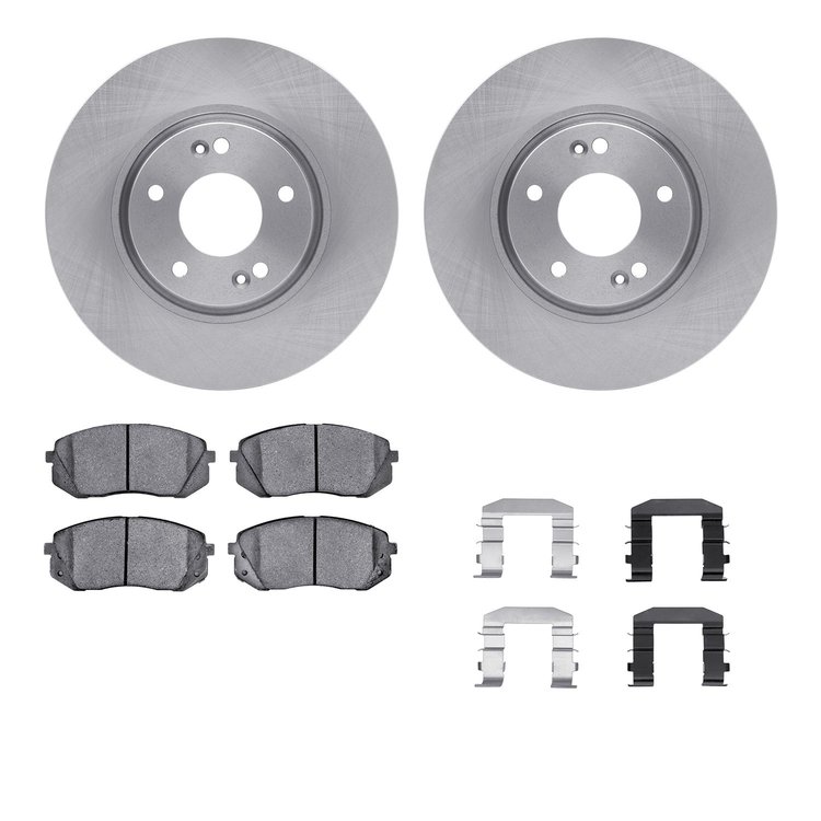 6312-03045 Brake Rotors with 3000-Series Ceramic Brake Pads Kit with Hardware, 2010-2016 Kia/Hyundai/Genesis, Position: Front