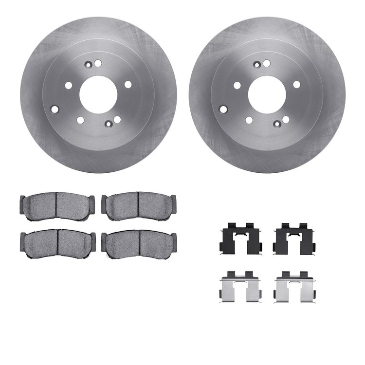 6312-03048 Brake Rotors with 3000-Series Ceramic Brake Pads Kit with Hardware, 2007-2009 Kia/Hyundai/Genesis, Position: Rear