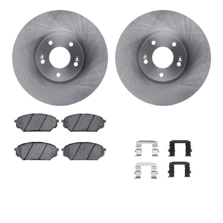 6312-03049 Brake Rotors with 3000-Series Ceramic Brake Pads Kit with Hardware, 2007-2012 Kia/Hyundai/Genesis, Position: Front