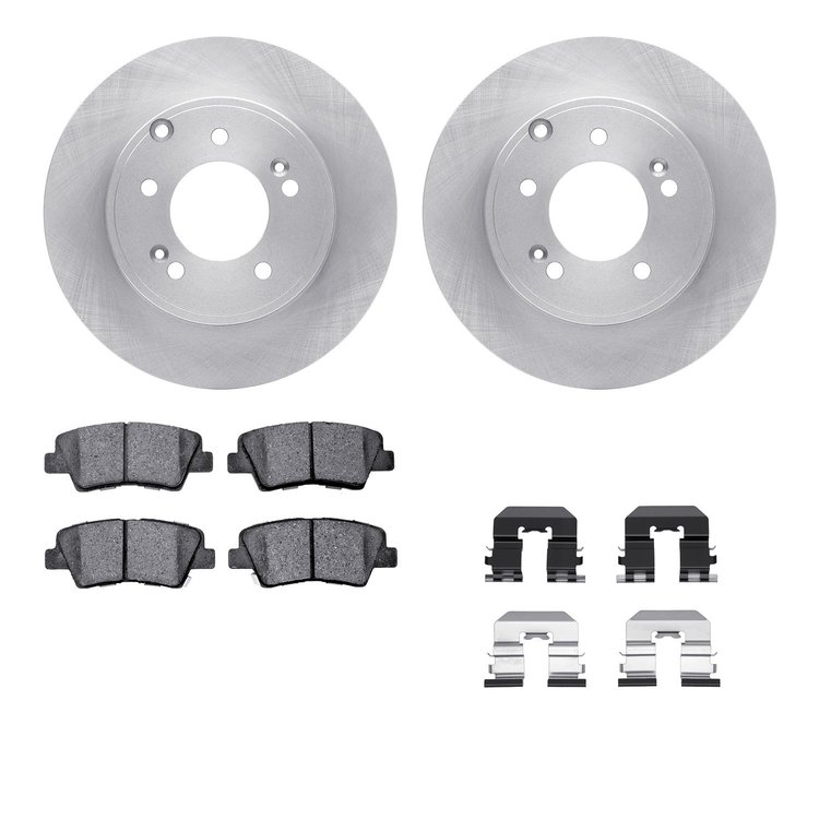 6312-03053 Brake Rotors with 3000-Series Ceramic Brake Pads Kit with Hardware, 2008-2011 Kia/Hyundai/Genesis, Position: Rear