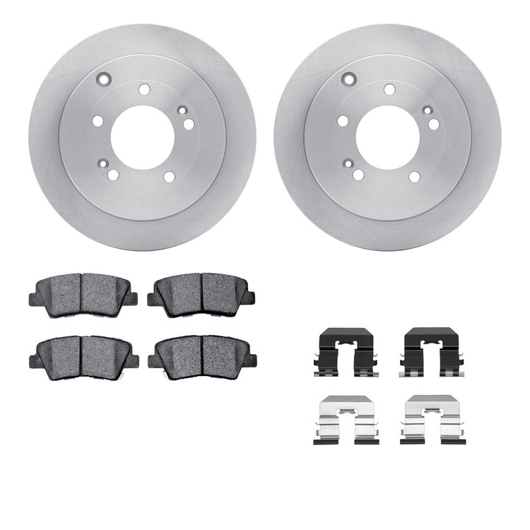 6312-03054 Brake Rotors with 3000-Series Ceramic Brake Pads Kit with Hardware, 2007-2009 Kia/Hyundai/Genesis, Position: Rear