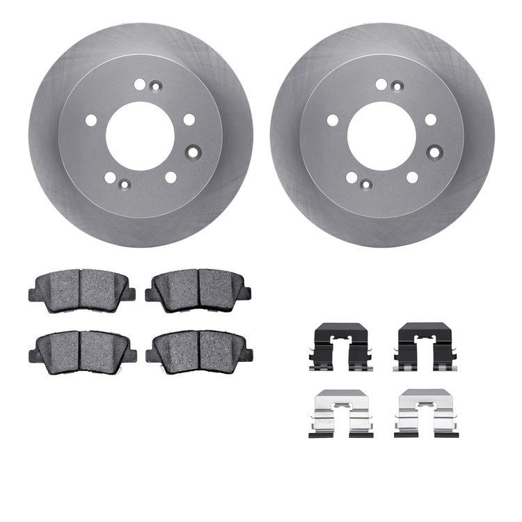 6312-03055 Brake Rotors with 3000-Series Ceramic Brake Pads Kit with Hardware, 2010-2010 Kia/Hyundai/Genesis, Position: Rear