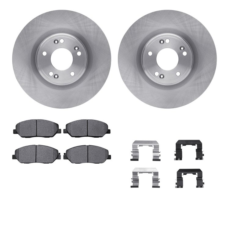 6312-03056 Brake Rotors with 3000-Series Ceramic Brake Pads Kit with Hardware, 2009-2011 Kia/Hyundai/Genesis, Position: Front